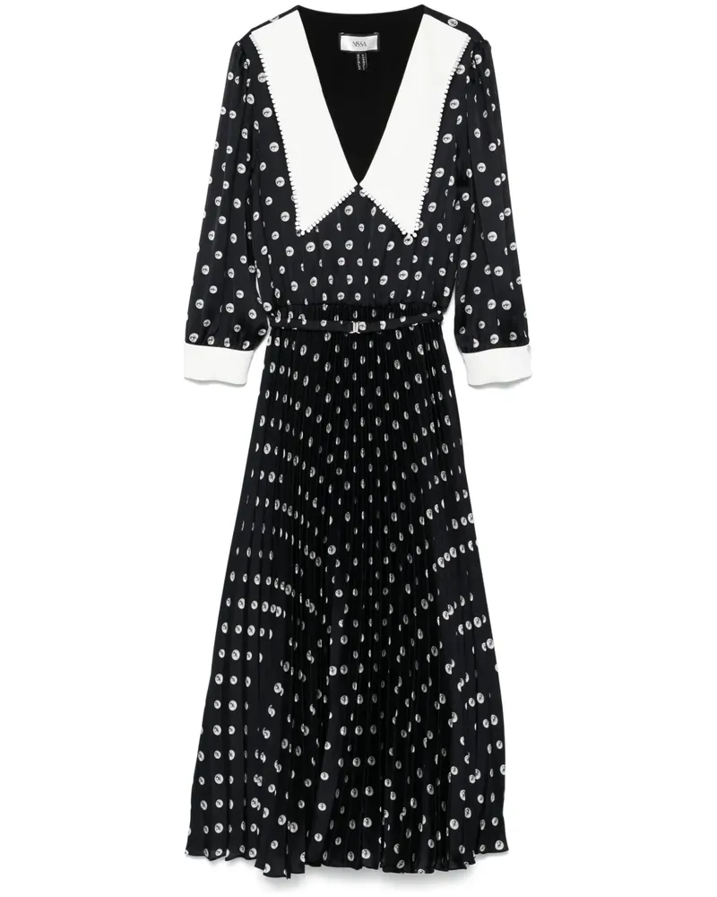 NISSA Midikleid mit Perlen-Print - Schwarz Schwarz