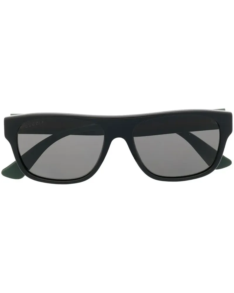 Gucci Eckige Sonnenbrille - Schwarz Schwarz