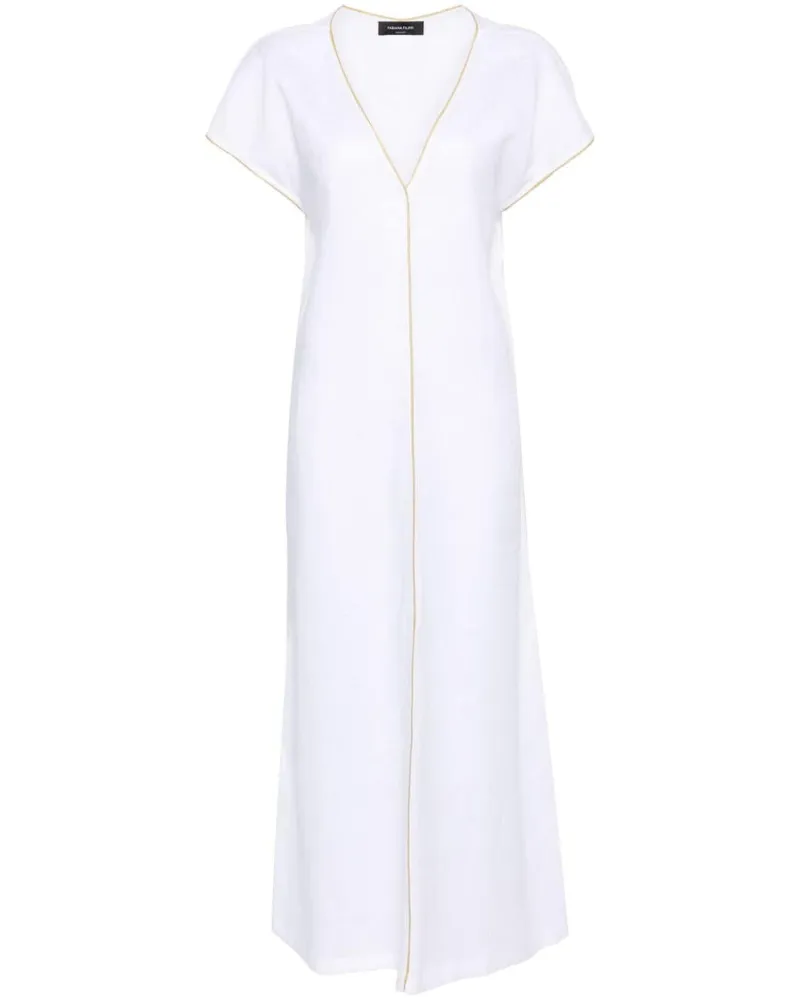 Fabiana Filippi Leinen-Maxikleid mit Monili-Kette - Weiß Weiß