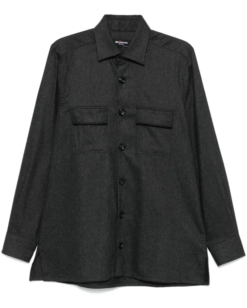 Kiton Klassisches Flanellhemd - Grau Grau