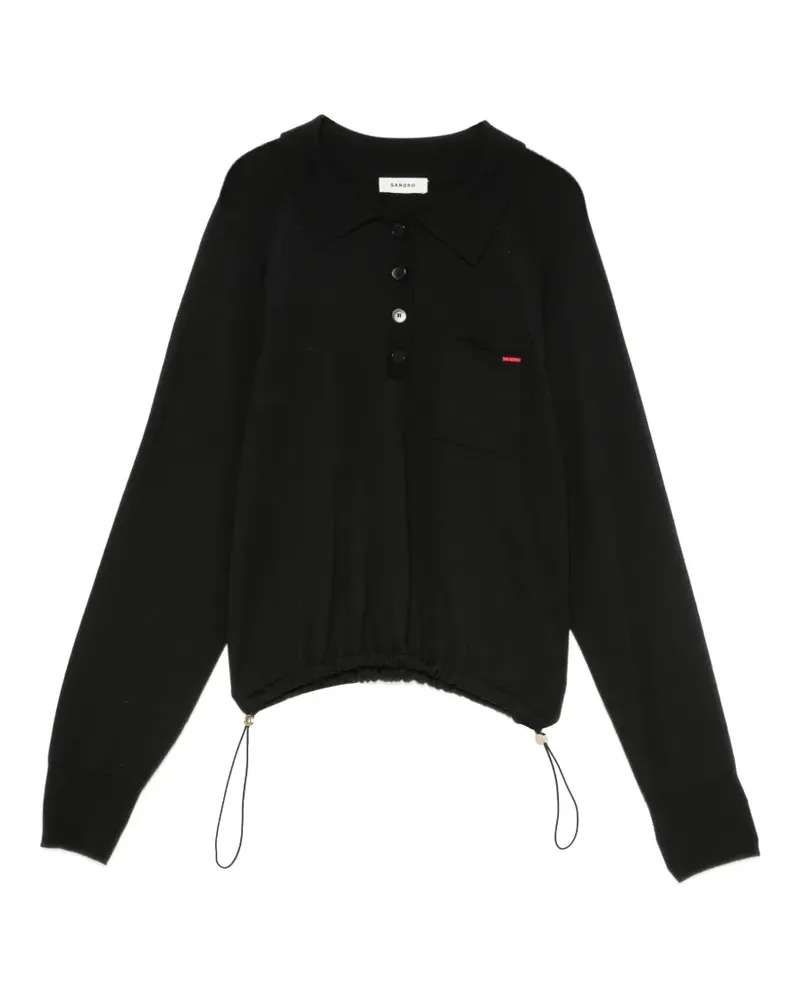 Sandro Poloshirt mit Logo-Patch - Schwarz Schwarz
