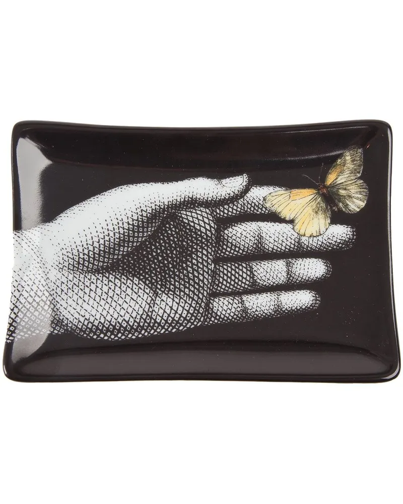 Fornasetti Aschenbecher mit Hand-Print Schwarz