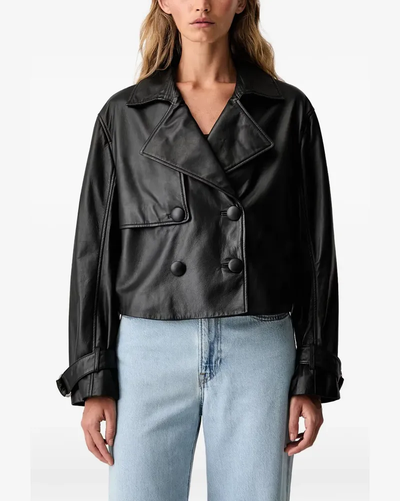 Armani Exchange double-breasted leather jacket - Schwarz Schwarz