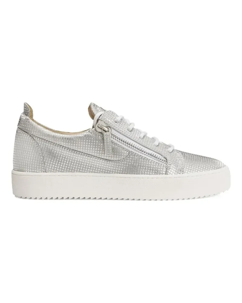 Giuseppe Zanotti textured-finish side-zip lace-up sneakers - Silber Silber