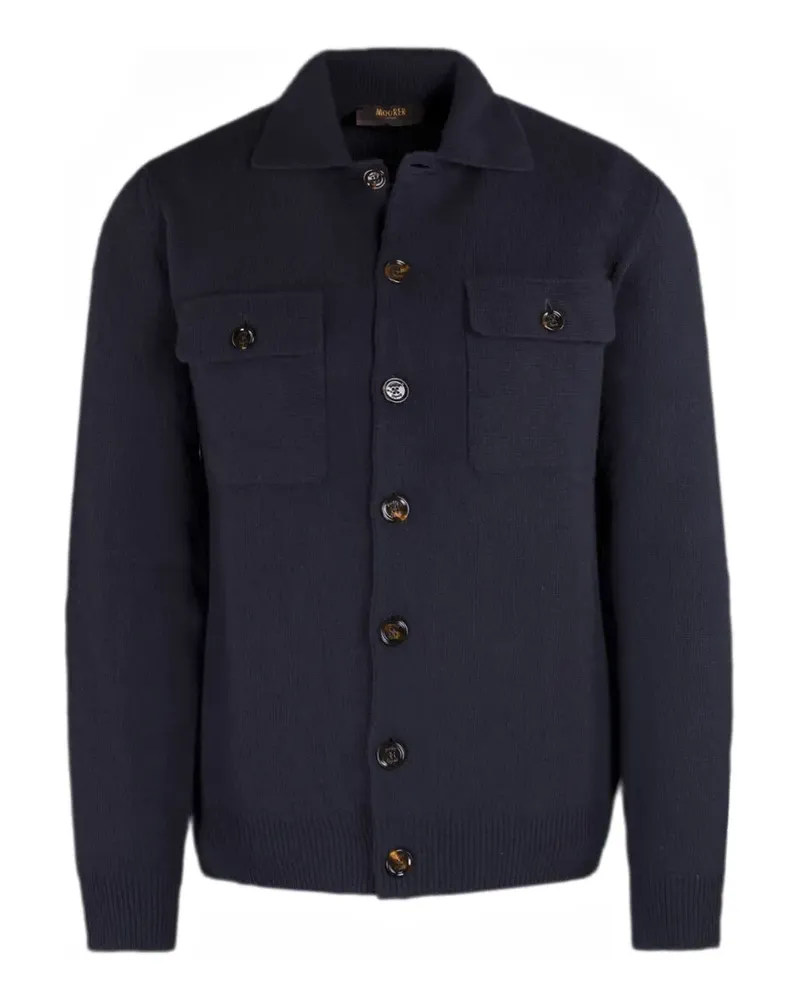 MOORER Geknöpfter Allyn Cardigan mit aufgesetzten Taschen - Blau Blau