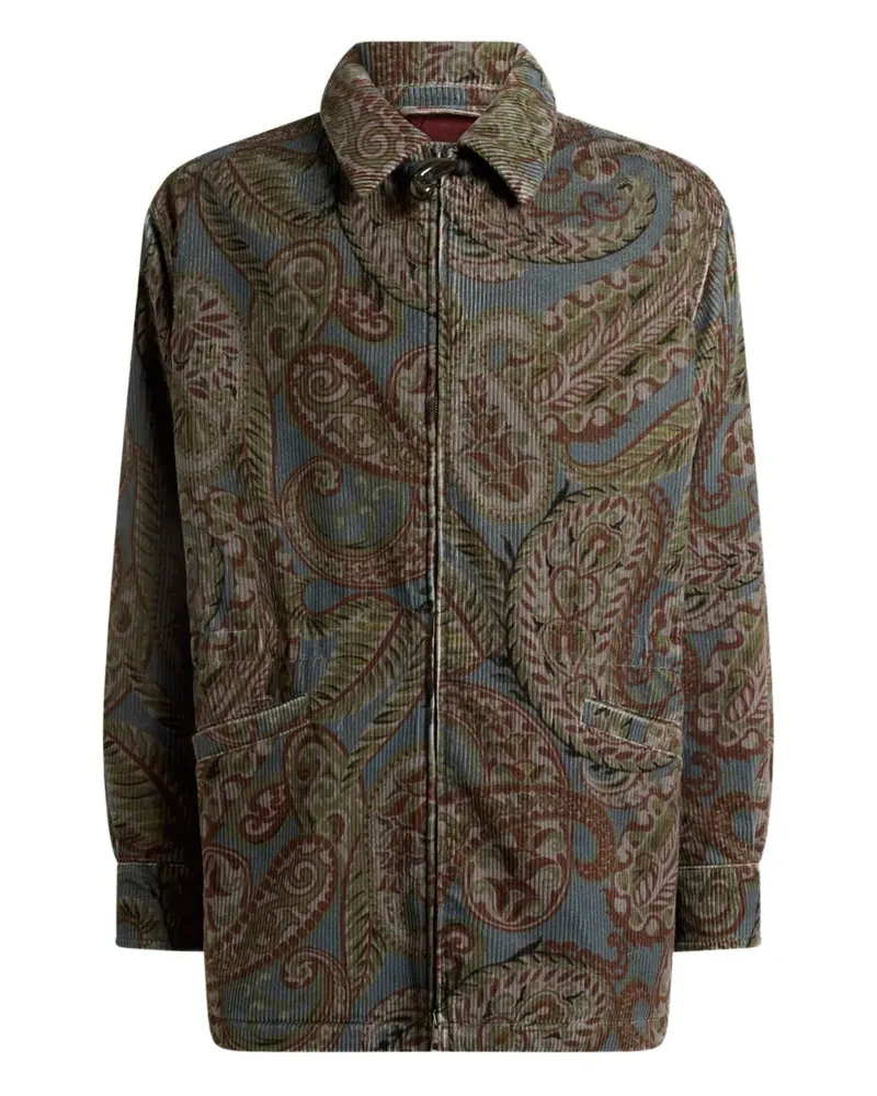 Etro Cordjacke mit Paisley-Print - Grün Grün
