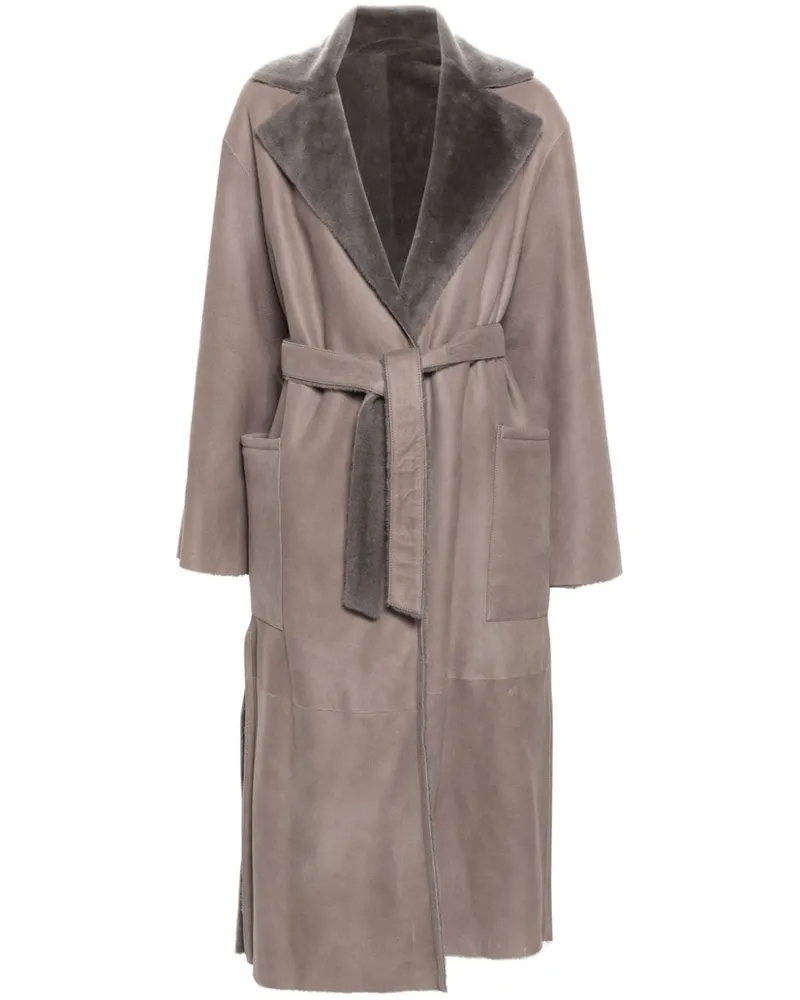 Manzoni 24 Mantel aus Leder - Grau Grau