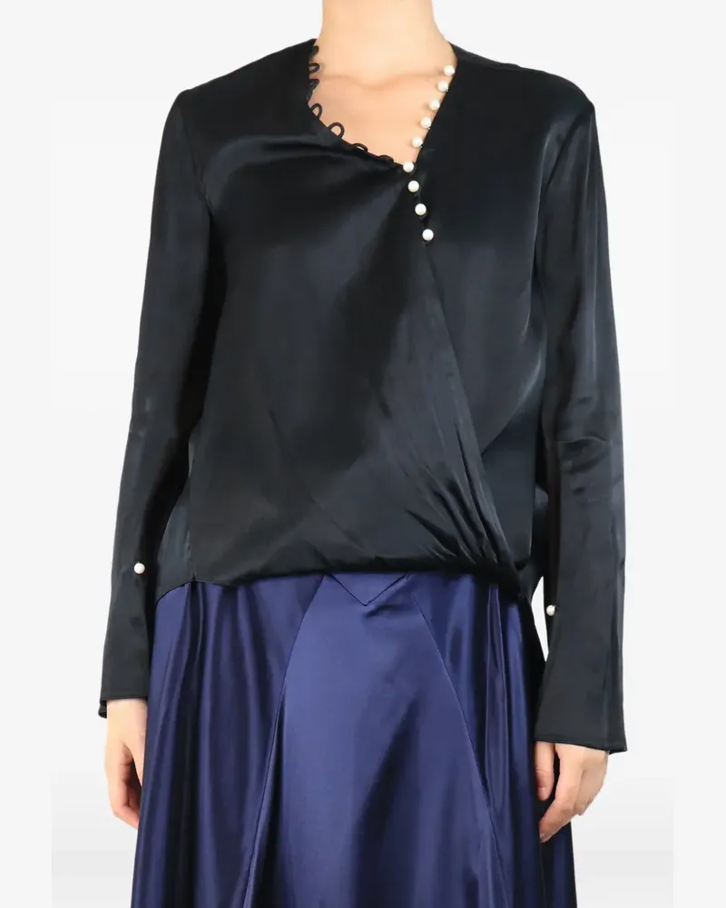 3.1 phillip lim pearl-embellished draped blouse - Schwarz Schwarz