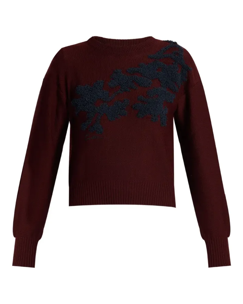 Erdem floral-embroidered merino-wool sweater - Rot Rot