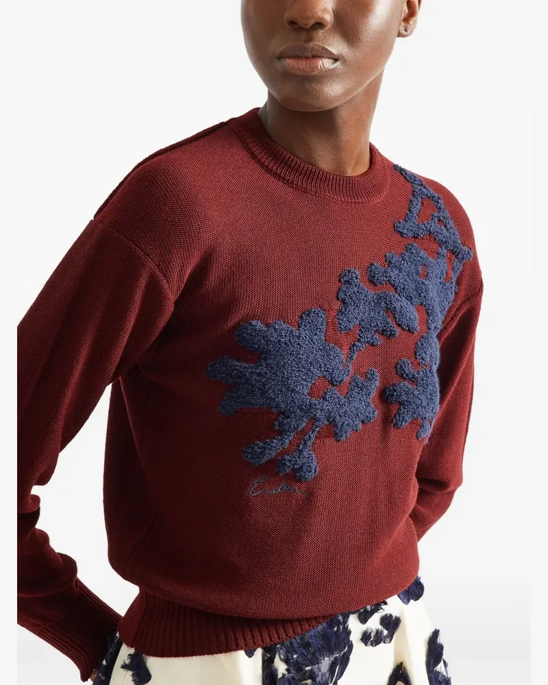 Erdem floral-embroidered merino-wool sweater - Rot Rot
