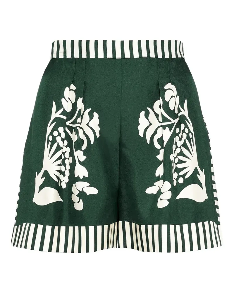 Eres Gestreifte Shorts mit Blumen-Print - Grün Grün