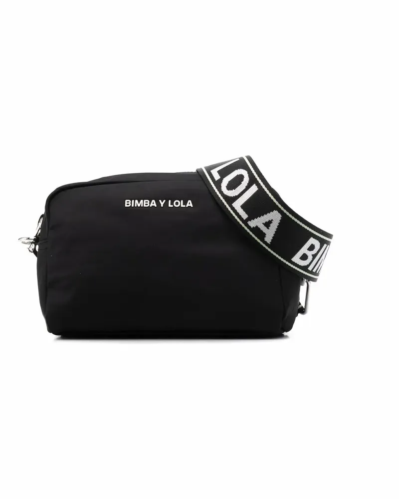 BIMBA Y LOLA Kleine Schultertasche mit Logo-Schild - Schwarz Schwarz