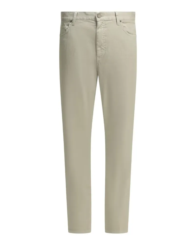 Ermenegildo Zegna logo-patch linen trousers - Nude Nude