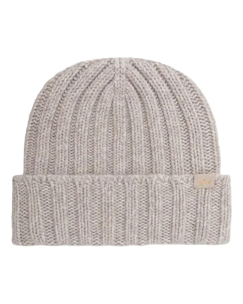 Paul & Shark Gerippte Beanie - Grau Grau