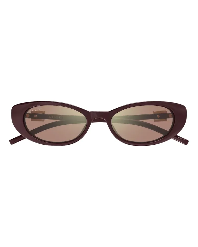 Gucci Cat-Eye-Sonnenbrille mit Logo-Schild - Braun Braun