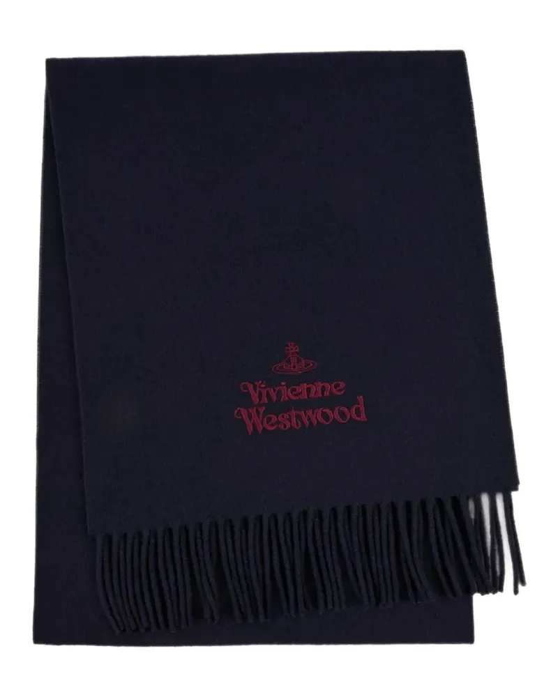 Vivienne Westwood Schal mit Logo-Stickerei - Blau Blau
