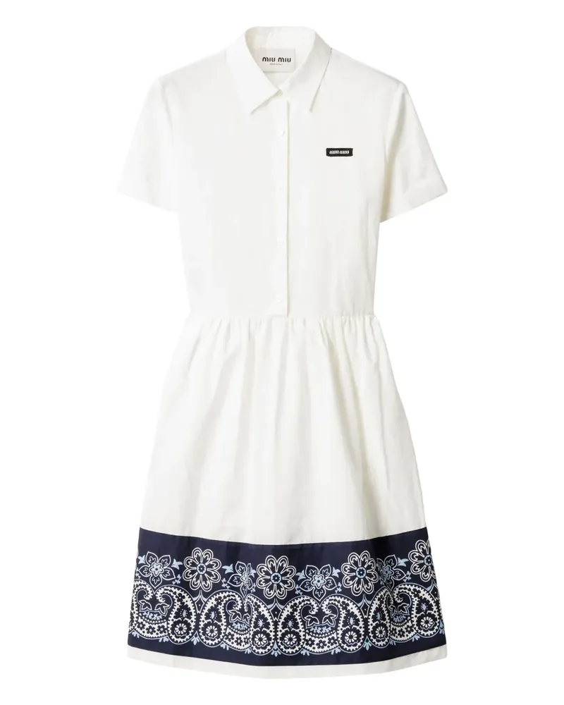 Miu Miu Popeline-Midikleid mit Bandana-Print - Weiß Weiß