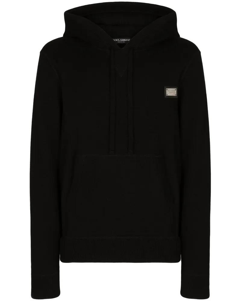 Dolce & Gabbana Hoodie mit Logo-Schild Schwarz