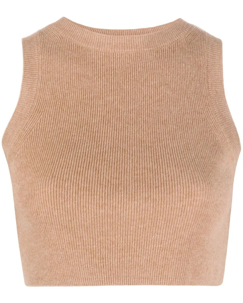 Cashmere In Love Geripptes Cropped-Stricktop - Nude Nude