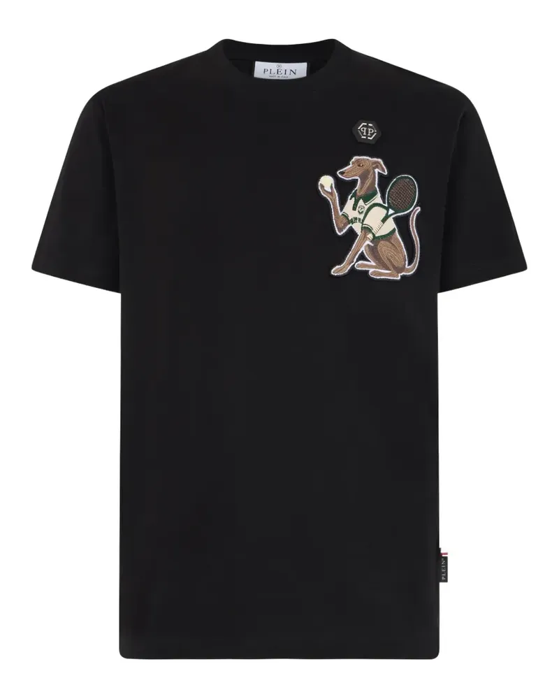 Philipp Plein T-Shirt mit Patch - Schwarz Schwarz