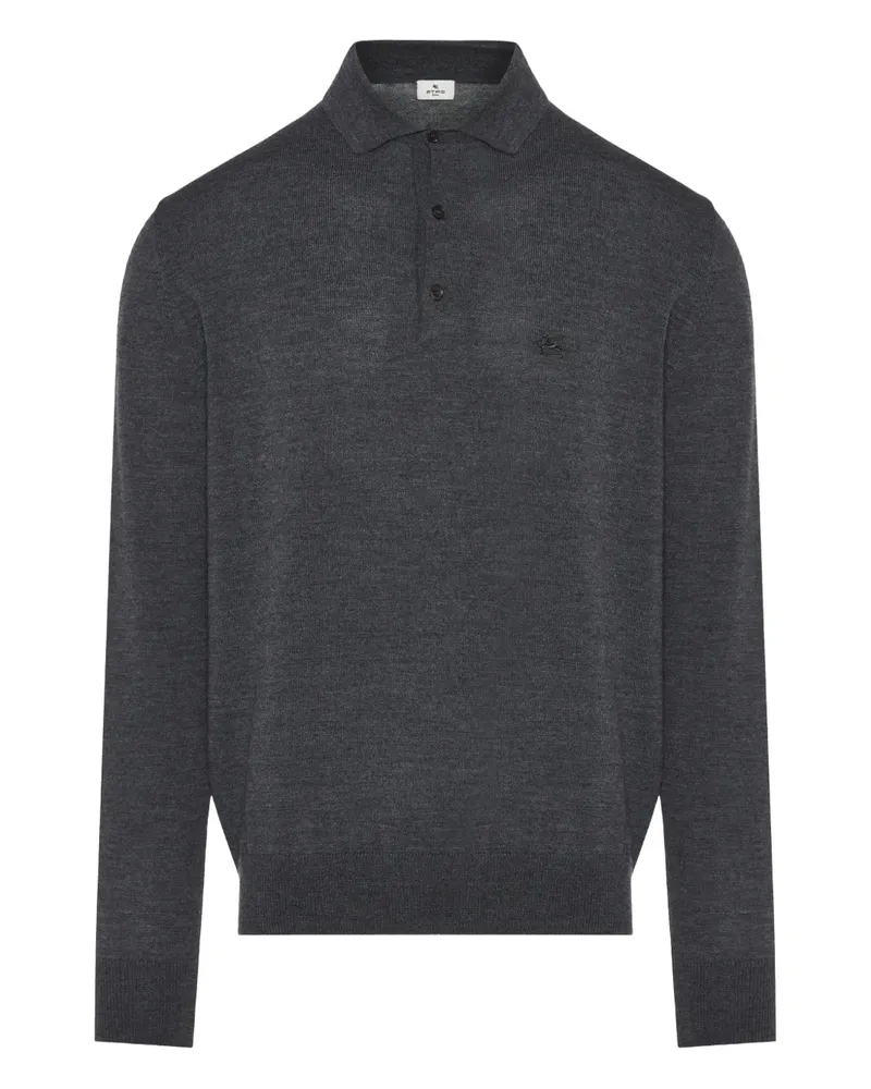 Etro Langärmeliges Poloshirt - Grau Grau