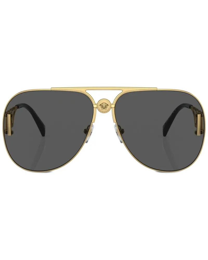 Versace Pilotenbrille mit Logo-Schild - Gold Gold