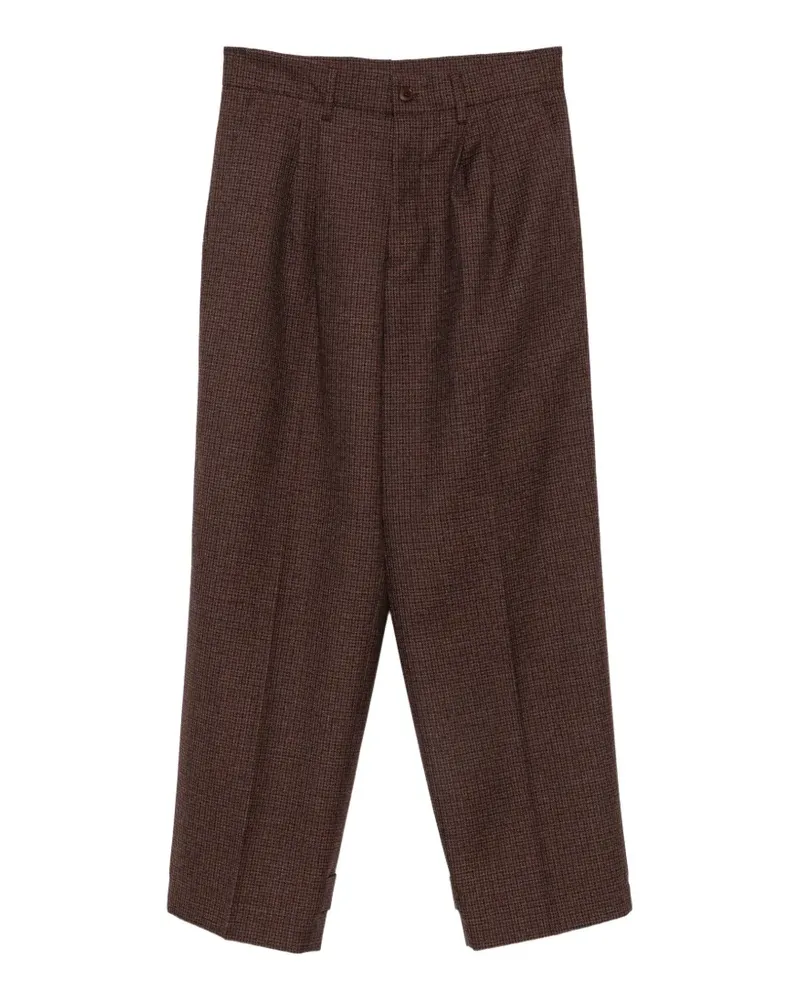 Costumein checked button-tab trousers - Braun Braun