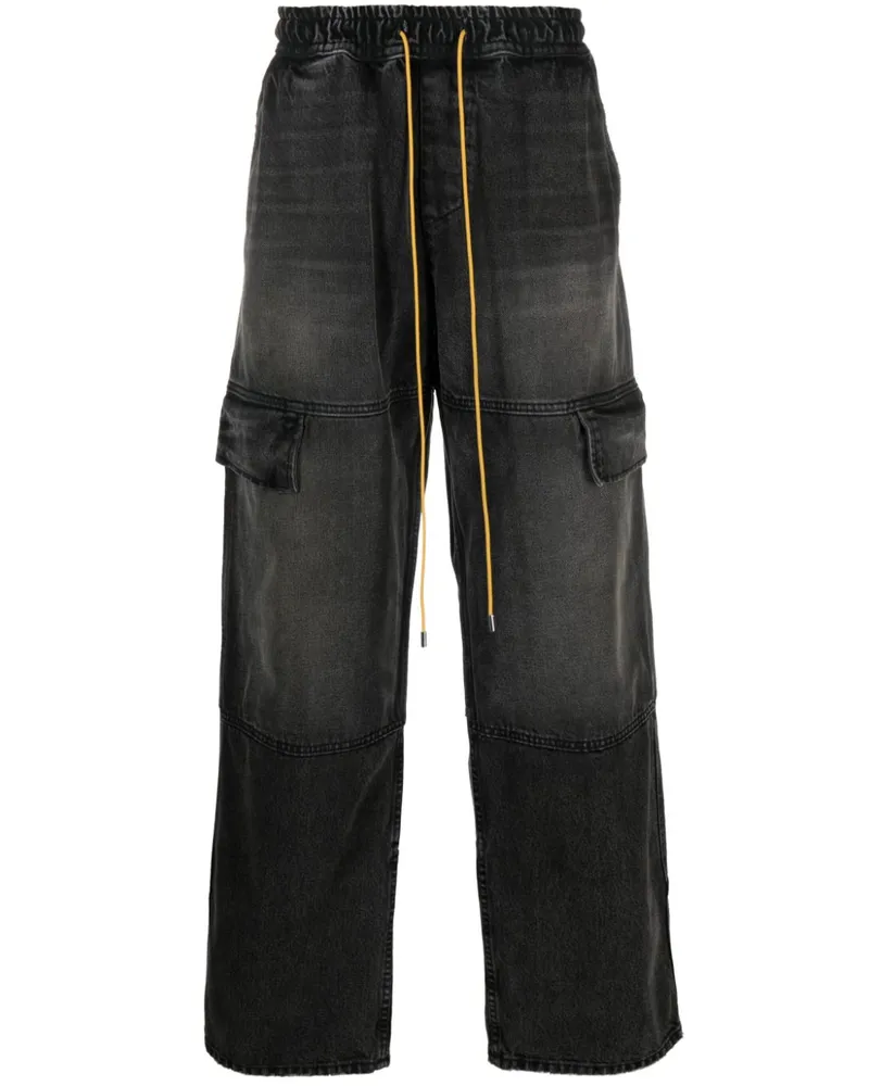 RHUDE Plateau Jeans mit Cargo-Taschen - Schwarz Schwarz