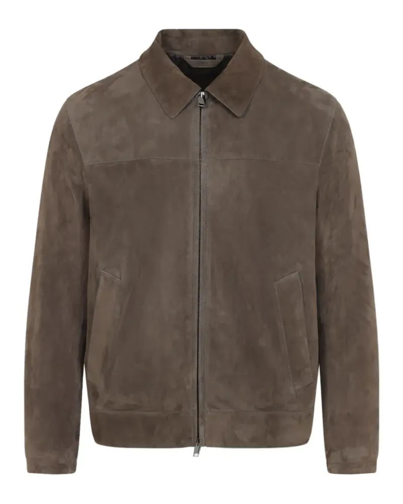 Brioni Wildlederjacke mit Reißverschluss - Braun Braun