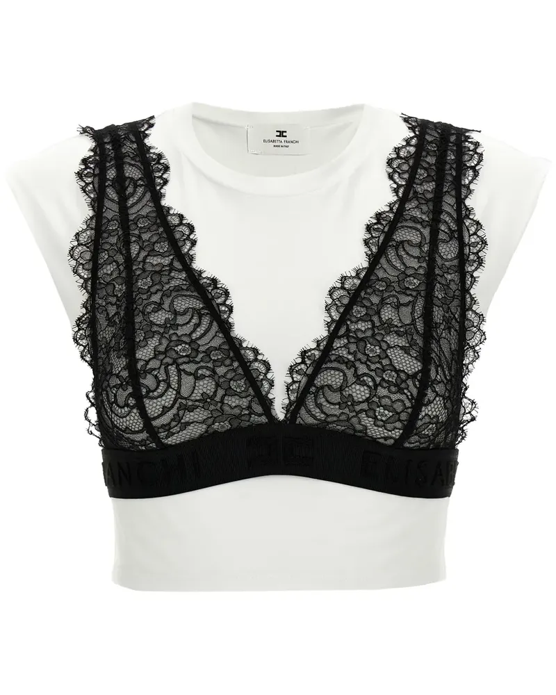 Elisabetta Franchi T-Shirt mit Bralet-Detail Weiß