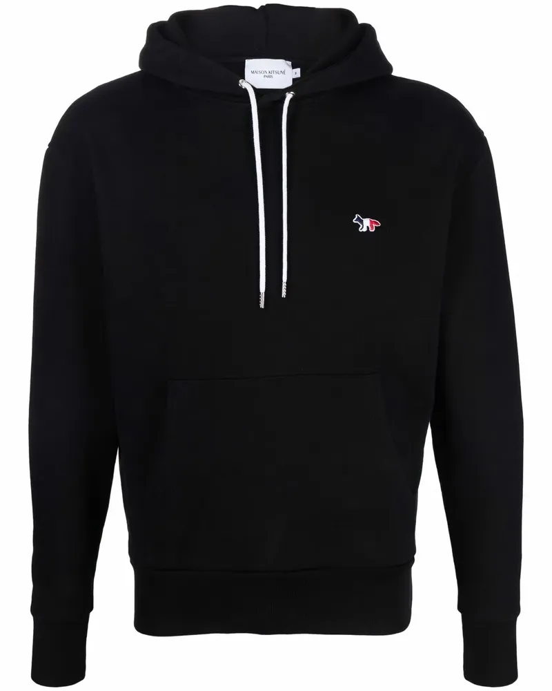 Kitsuné Hoodie mit Logo-Stickerei - Schwarz Schwarz