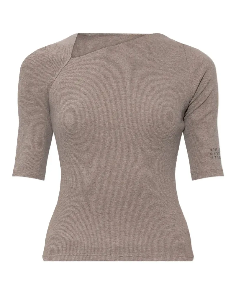 Maison Margiela asymmetric-neck ribbed-knit top - Nude Nude