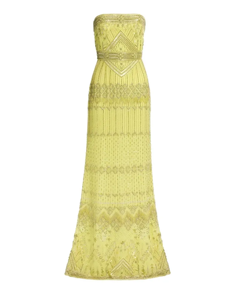 Elie Saab bead-embroidered strapless evening dress - Grün Grün