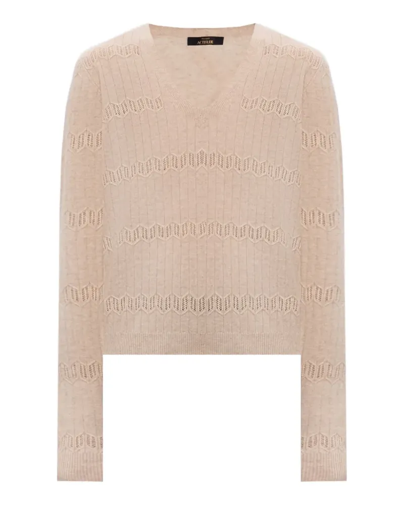 Twin-Set Rundhals-Pullover mit Zickzackmuster - Nude Nude
