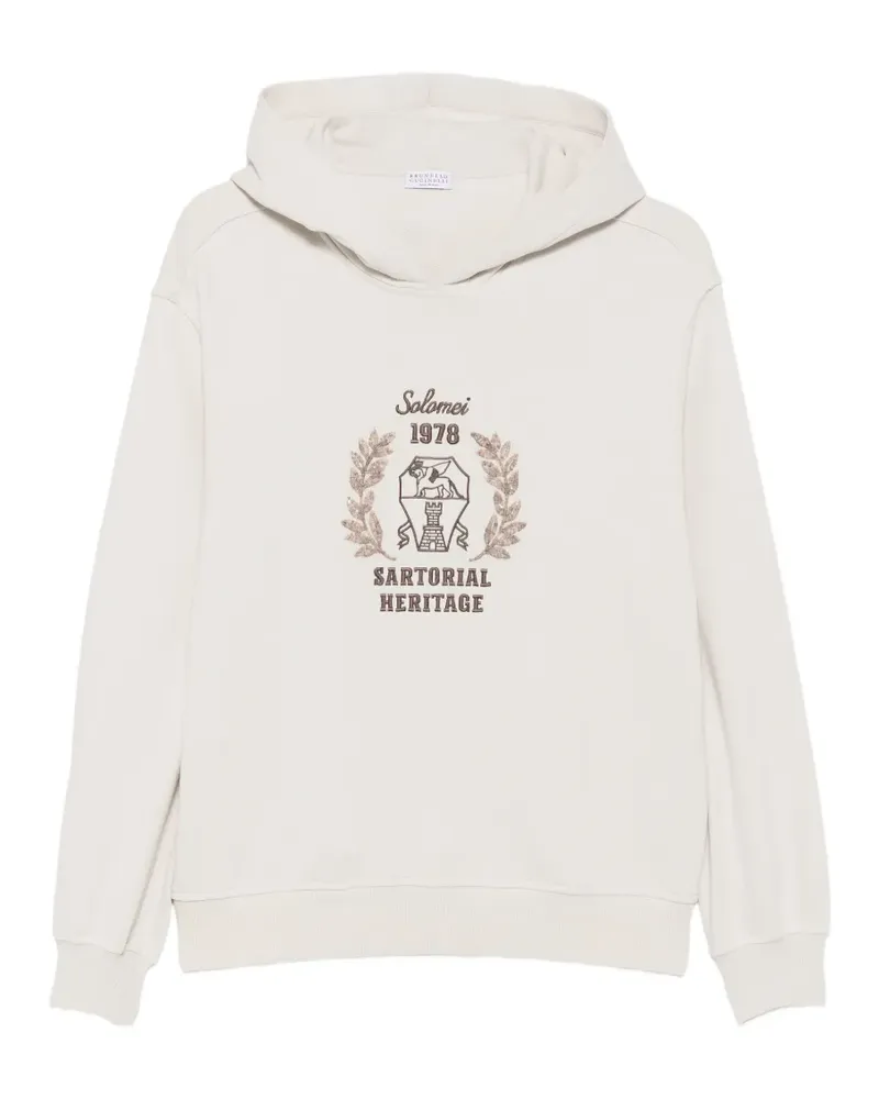 Brunello Cucinelli Hoodie mit Logo-Stickerei und Pailletten - Nude Nude