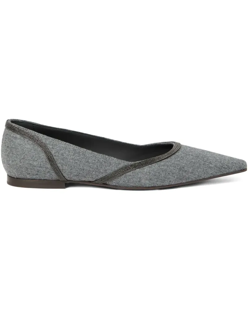 Brunello Cucinelli Ballerinas aus Flanell - Grau Grau