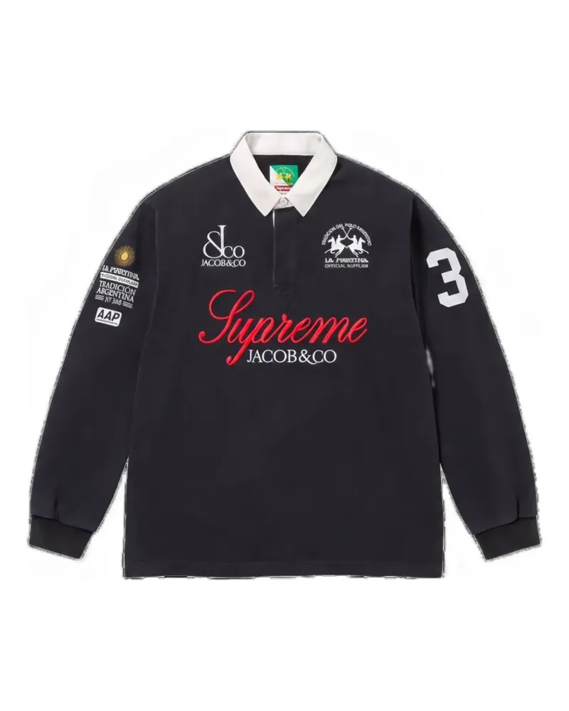Supreme Being x La Martina Poloshirt mit Logo - Schwarz Schwarz