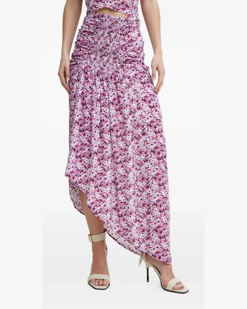 IRO Noseti shirred floral asymmetric skirt - Violett Violett