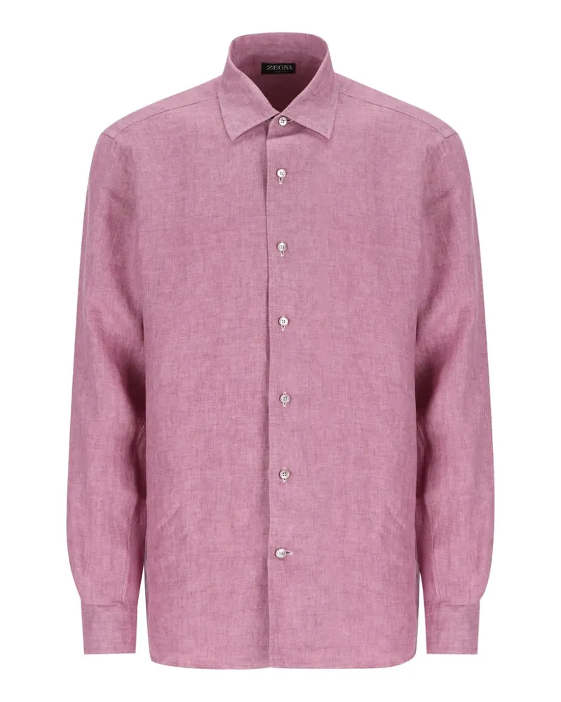 Ermenegildo Zegna Oasi Lino Hemd mit Délavé-Effekt - Rosa Rosa