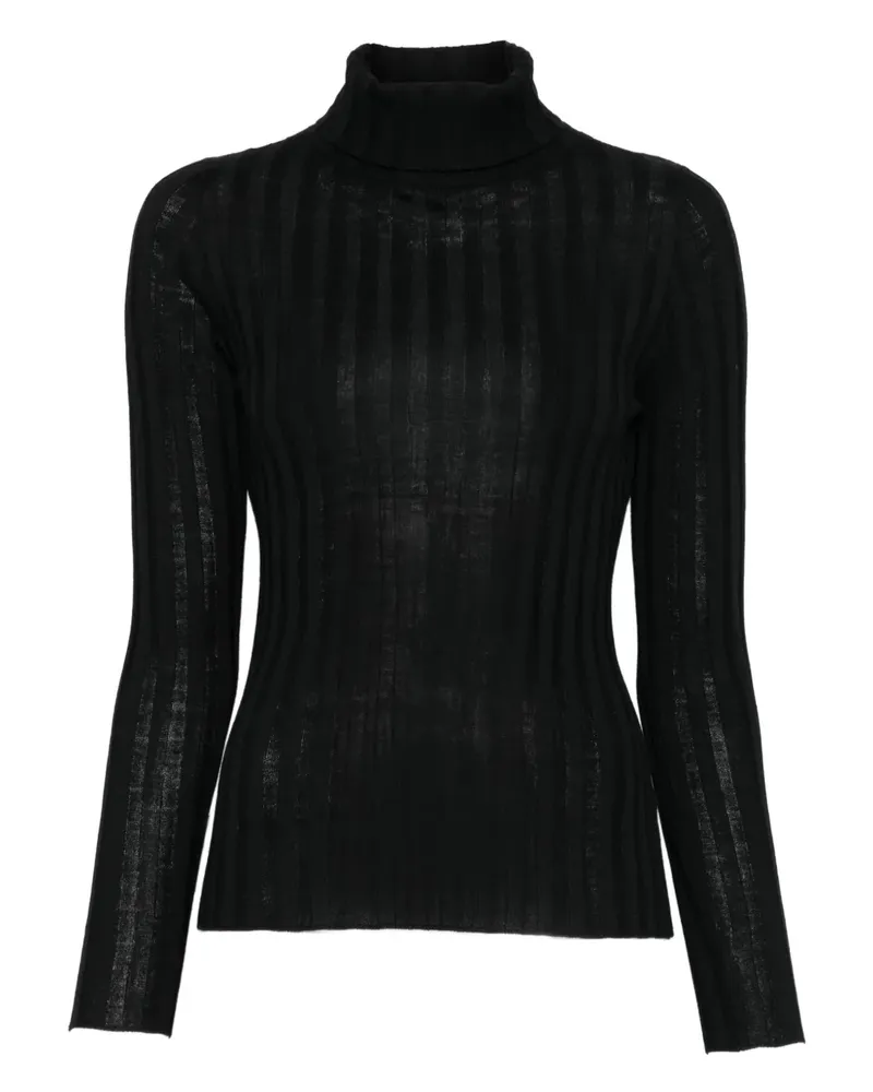Hugenberg Gerippter Rollkragenpullover - Schwarz Schwarz
