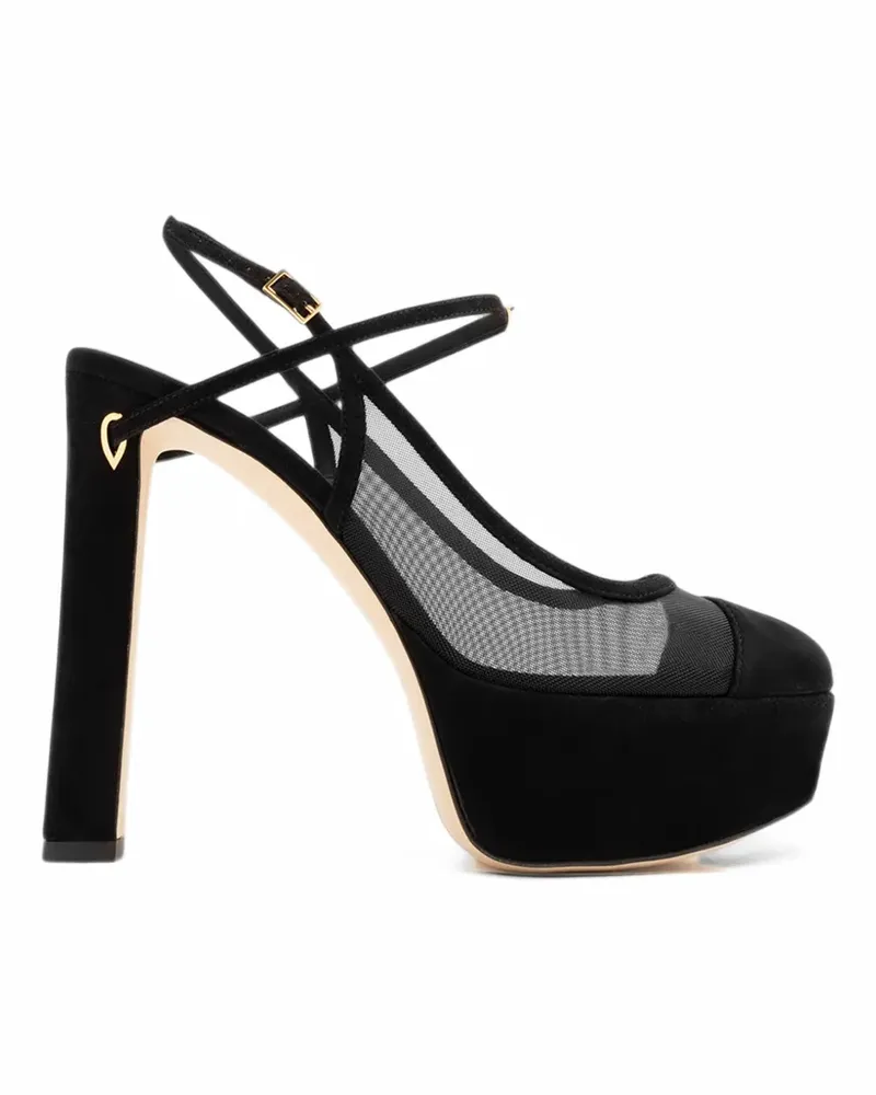 Jennifer Chamandi Mattia Pumps mit Mesh-Einsatz 130mm - Schwarz Schwarz
