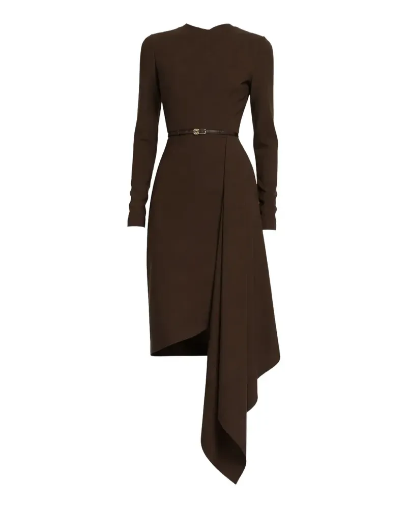 Elie Saab belted draped midi dress - Braun Braun