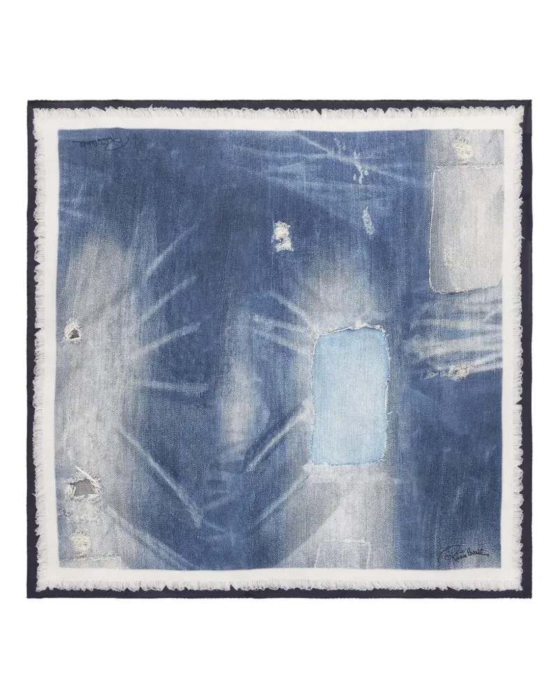 Roberto Cavalli patchwork-effect silk scarf - Blau Blau