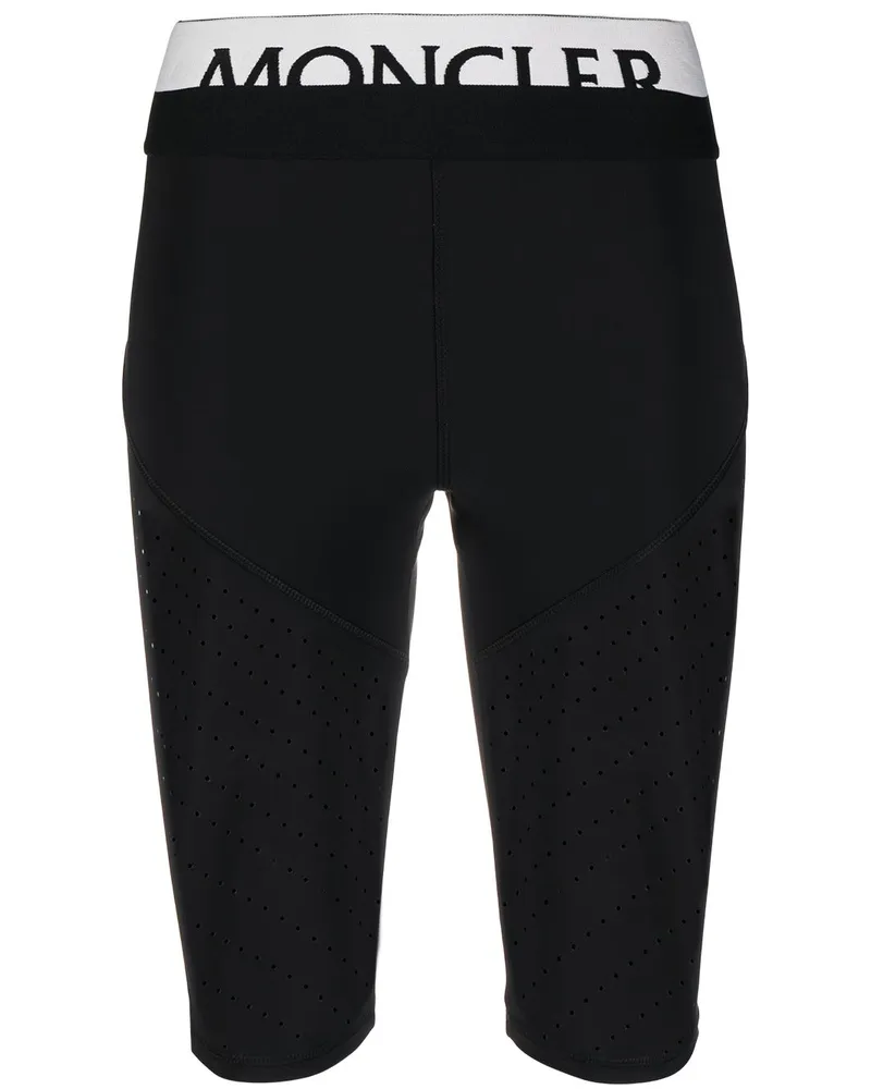 Moncler Radlerhose mit Logo-Print - Schwarz Schwarz