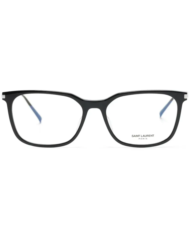 Saint Laurent Eckige Brille mit Logo-Print - Schwarz Schwarz