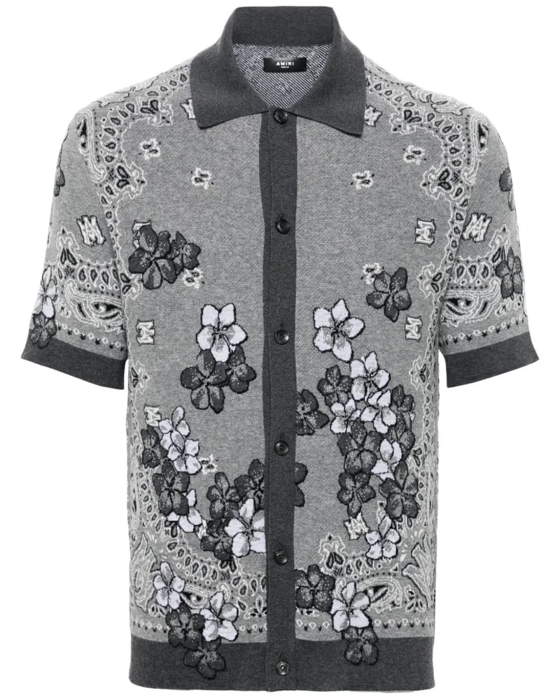 Amiri Hemd mit Blumenjacquard - Grau Grau
