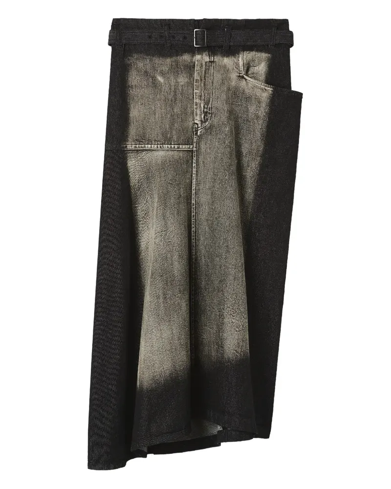Yohji Yamamoto asymmetric midi skirt - Schwarz Schwarz