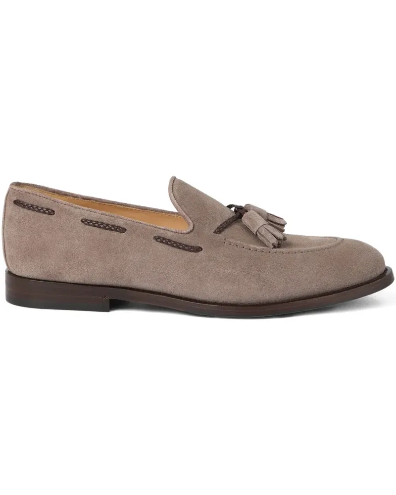 Brunello Cucinelli Loafer aus Wildleder mit Quasten - Nude Nude