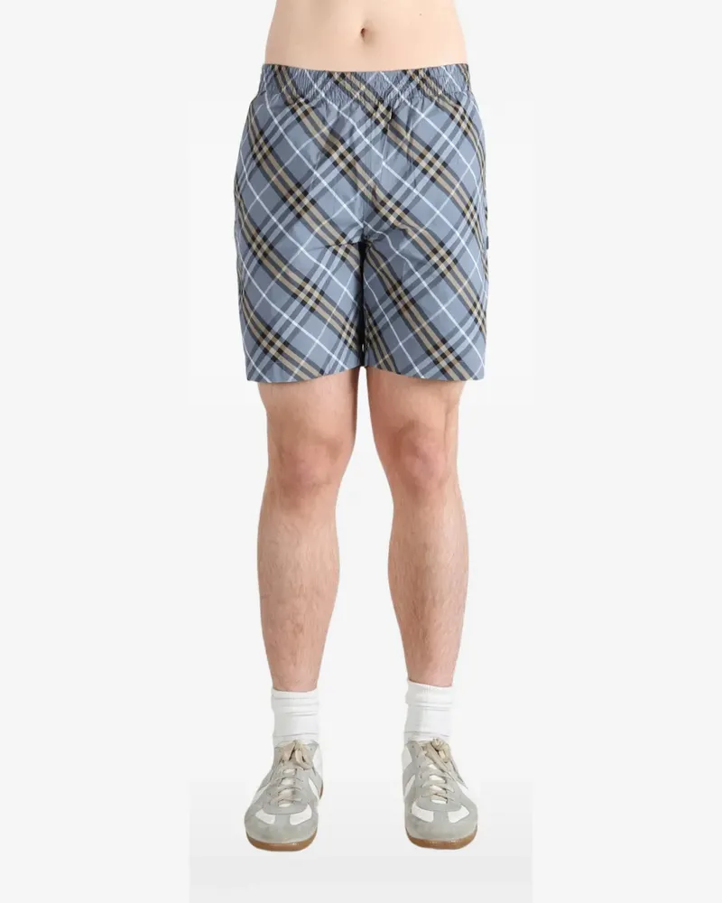 Burberry Check-pattern elasticated-waist swim shorts - Blau Blau