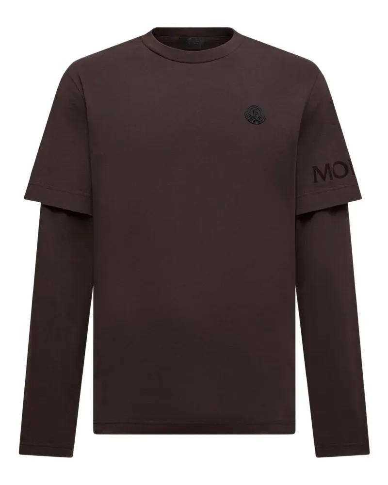 Moncler T-Shirt im Layering-Look mit Logo - Braun Braun